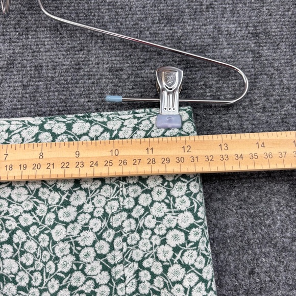 Abercrombie & Fitch Green Micro Floral Midi Skirt Ruffle Hem Side Slit Womens XS - Picture 11 of 12